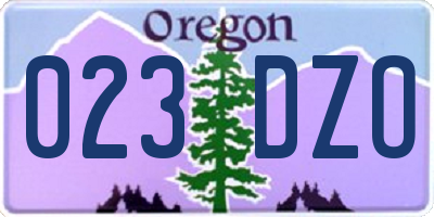 OR license plate 023DZO