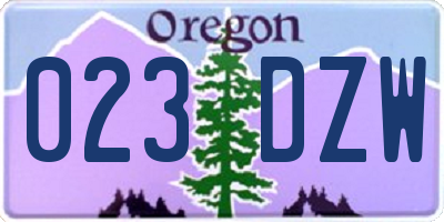OR license plate 023DZW