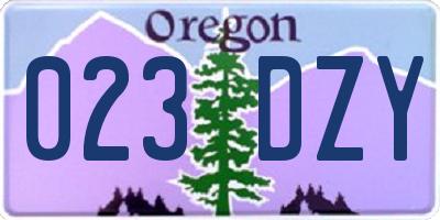 OR license plate 023DZY