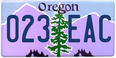 OR license plate 023EAC