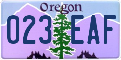 OR license plate 023EAF