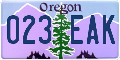 OR license plate 023EAK