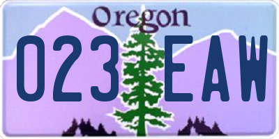 OR license plate 023EAW