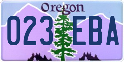 OR license plate 023EBA