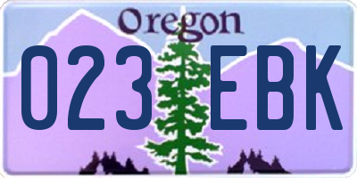 OR license plate 023EBK