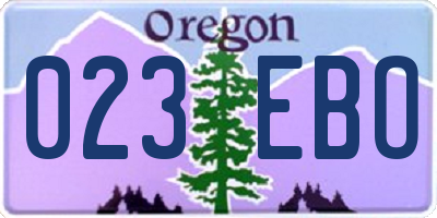 OR license plate 023EBO