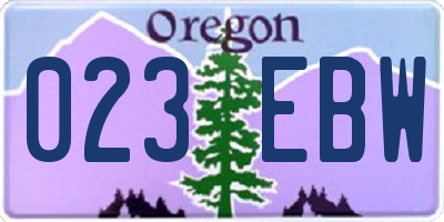 OR license plate 023EBW