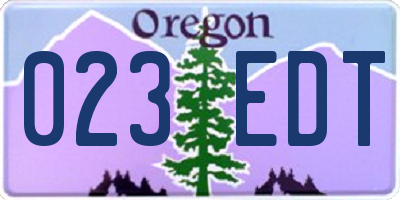 OR license plate 023EDT