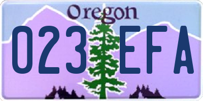 OR license plate 023EFA