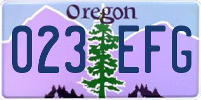OR license plate 023EFG
