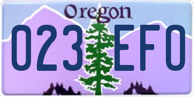 OR license plate 023EFO