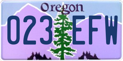 OR license plate 023EFW