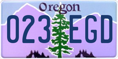 OR license plate 023EGD