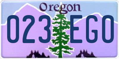 OR license plate 023EGO