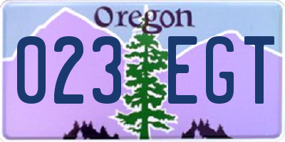 OR license plate 023EGT