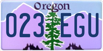 OR license plate 023EGU