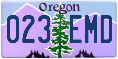 OR license plate 023EMD