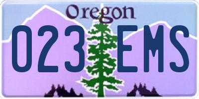 OR license plate 023EMS