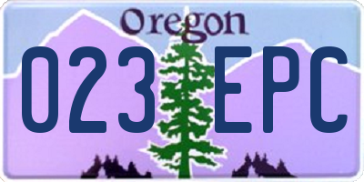 OR license plate 023EPC