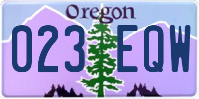 OR license plate 023EQW