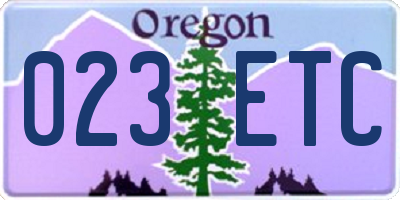 OR license plate 023ETC