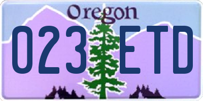 OR license plate 023ETD