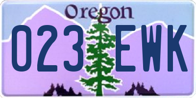 OR license plate 023EWK
