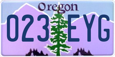 OR license plate 023EYG