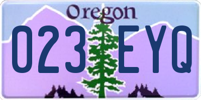 OR license plate 023EYQ