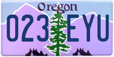 OR license plate 023EYU