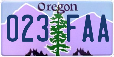 OR license plate 023FAA