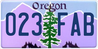 OR license plate 023FAB