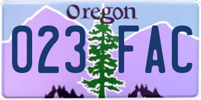 OR license plate 023FAC