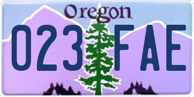 OR license plate 023FAE