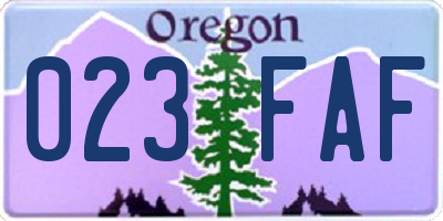 OR license plate 023FAF