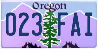 OR license plate 023FAI