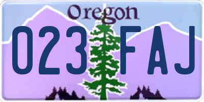 OR license plate 023FAJ