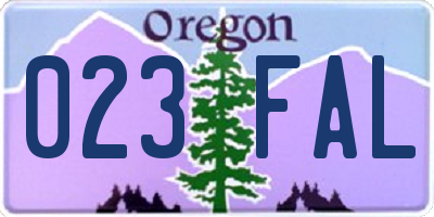 OR license plate 023FAL