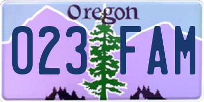 OR license plate 023FAM