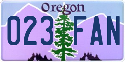 OR license plate 023FAN