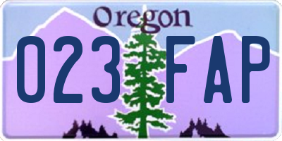 OR license plate 023FAP