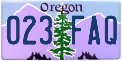 OR license plate 023FAQ