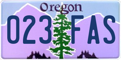 OR license plate 023FAS