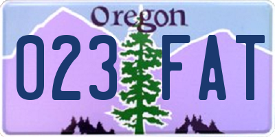OR license plate 023FAT