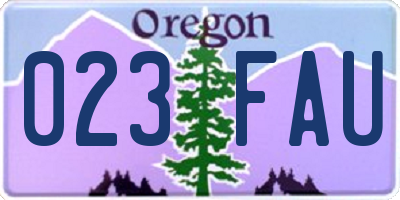 OR license plate 023FAU