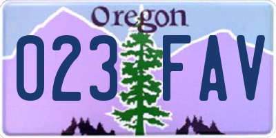 OR license plate 023FAV