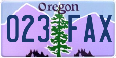 OR license plate 023FAX