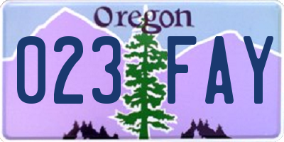 OR license plate 023FAY