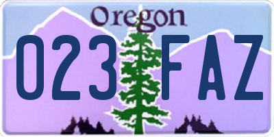 OR license plate 023FAZ