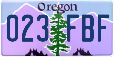 OR license plate 023FBF